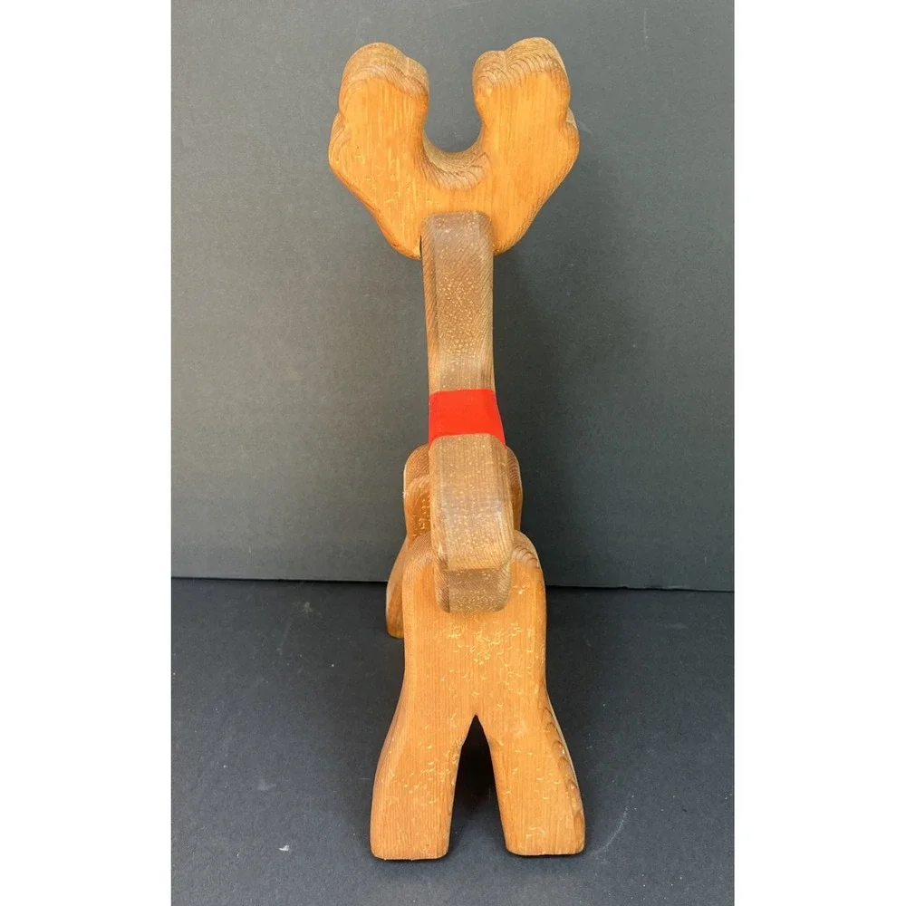 VTG Handmade Wooden Reindeer 16.5